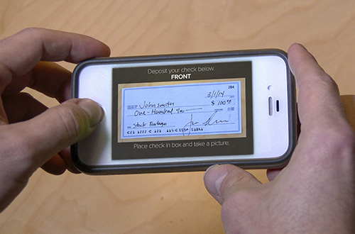taking a photo of a check with a cellphone